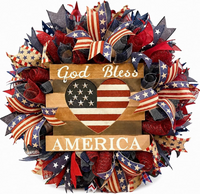 God Bless America Patriotic Heart Wreath